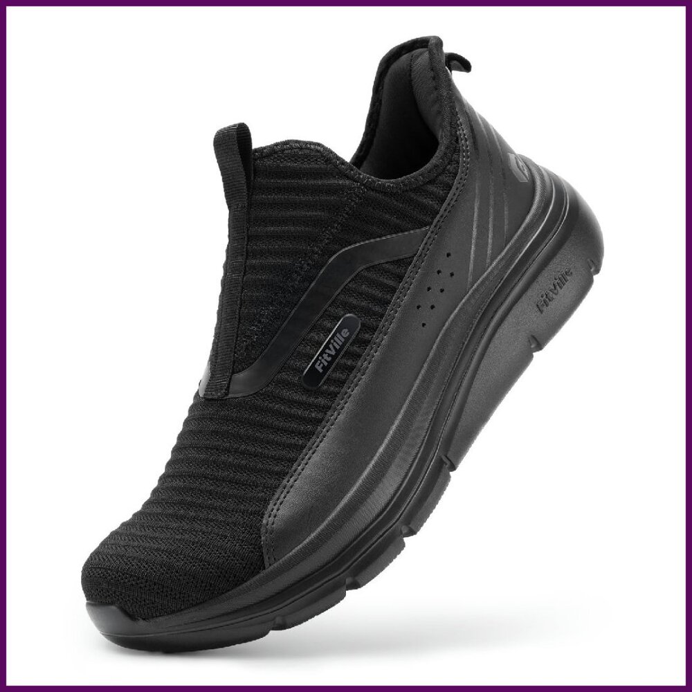 Men's Extra Wide Slip-On Walking Shoes with Arch Support for Foot Pain Relief